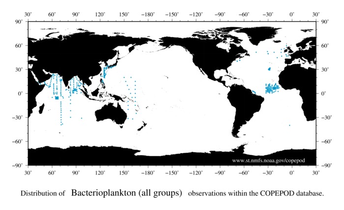 Distribution map of all bacterioplankton data (all groups)